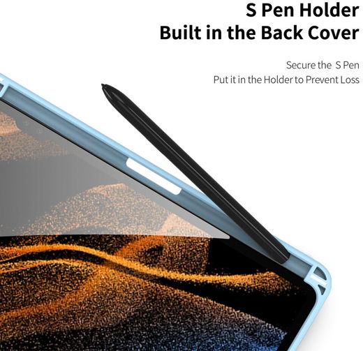 Dux Ducis Toby Samsung Tab S9 Ultra Hoes Tri-Fold Book Case Blauw afbeelding 6