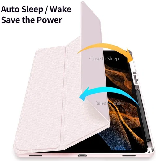 Dux Ducis Toby Samsung Tab S11 Ultra Hoes Tri-Fold Book Case Roze afbeelding 2