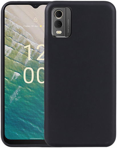 Nokia C32 Hoesje Dun TPU Matte Back Cover Zwart afbeelding 1