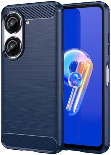 Asus Zenfone 10 Hoesje Geborsteld TPU Flexibele Back Cover Blauw afbeelding 1