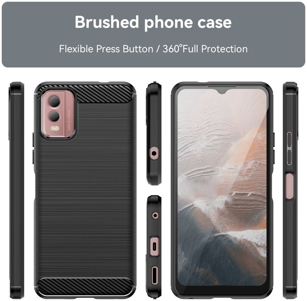 Nokia C32 Hoesje Geborsteld TPU Flexibele Back Cover Zwart afbeelding 9