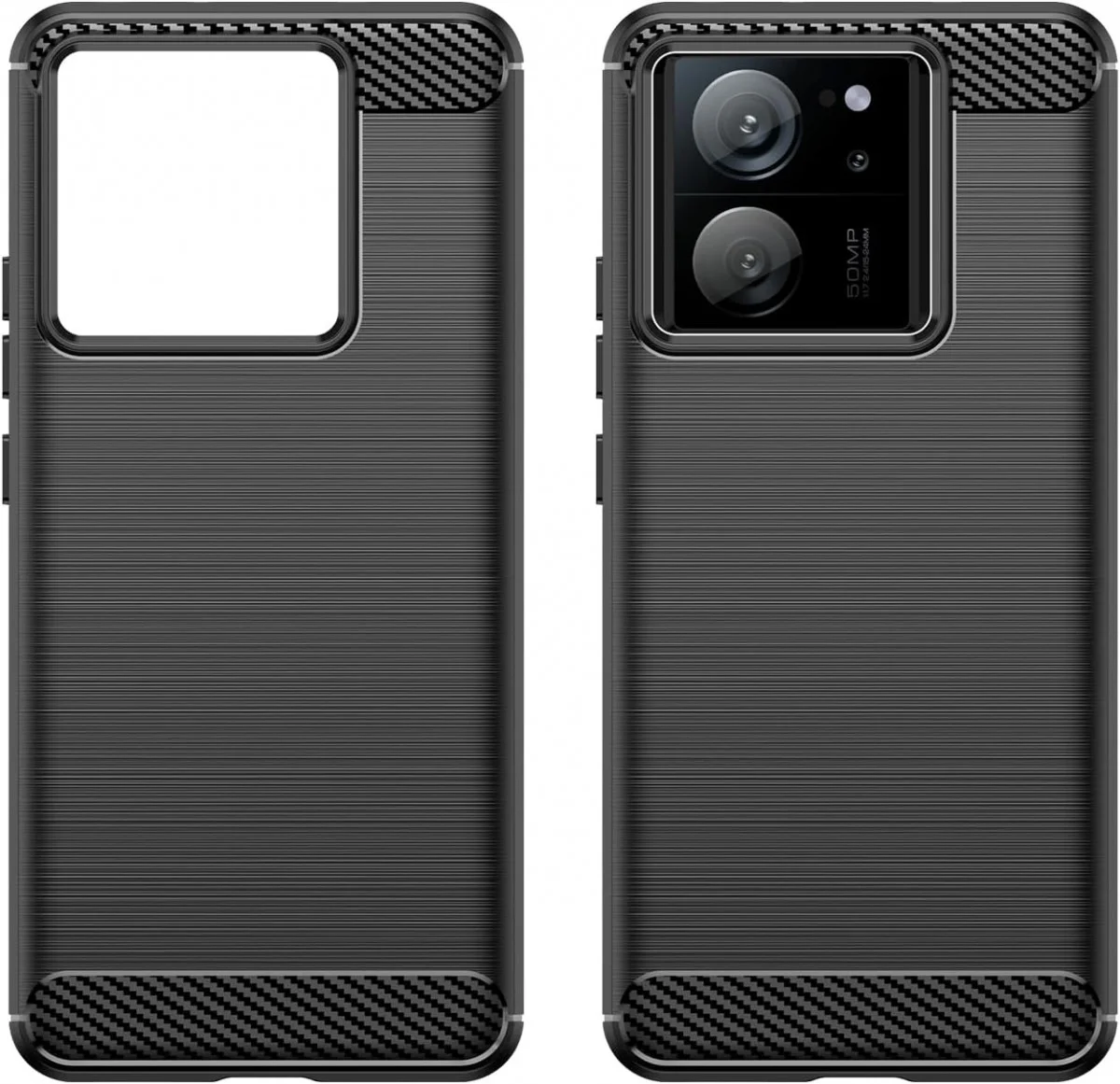 Xiaomi 13T / 13T Pro Hoesje Geborsteld TPU Flexibele Back Cover Zwart afbeelding 2