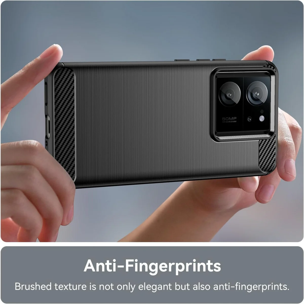 Xiaomi 13T / 13T Pro Hoesje Geborsteld TPU Flexibele Back Cover Zwart afbeelding 6