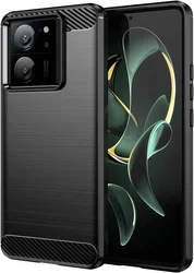 Xiaomi 13T / 13T Pro Hoesje Geborsteld TPU Flexibele Back Cover Zwart afbeelding