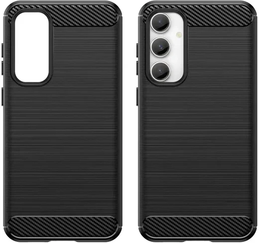 Samsung Galaxy S23 FE Hoesje Geborsteld TPU Flexibele Back Cover Zwart afbeelding 2