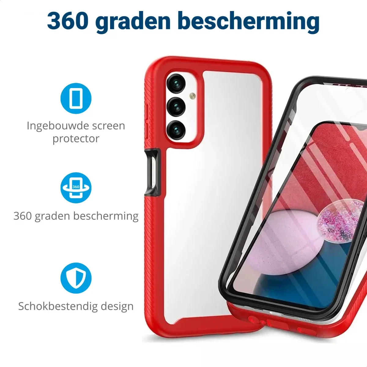 Samsung Galaxy A25 Hoesje Full Protect 360° Cover Hybride Rood afbeelding 2