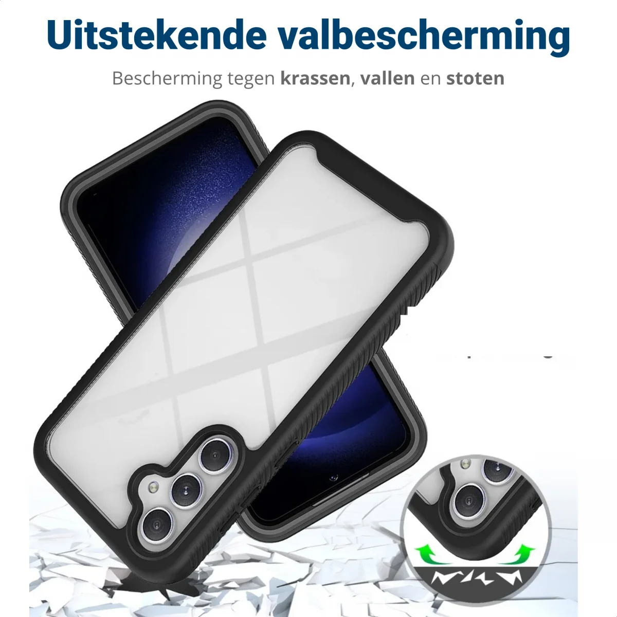Samsung Galaxy S23 FE Hoesje Full Protect 360° Cover Hybride Zwart afbeelding 4