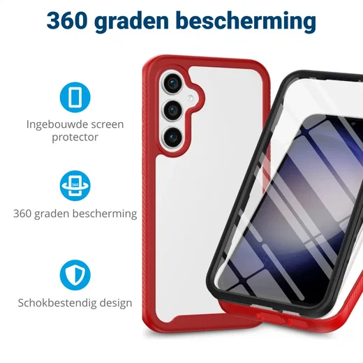 Samsung Galaxy S23 FE Hoesje Full Protect 360° Cover Hybride Rood afbeelding 2