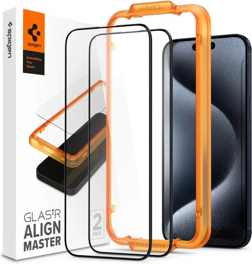 Spigen AlignMaster Apple iPhone 15 Pro Tempered Glass (2-Pack) afbeelding 1