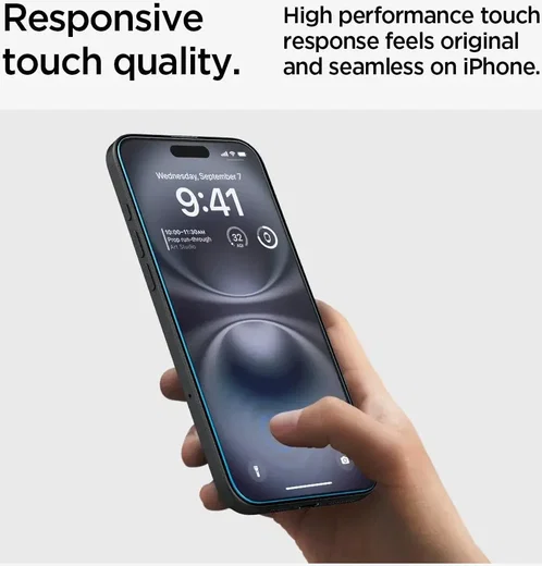 Spigen EZ Fit GLAS.tR Apple iPhone 16 / 15 Screen Protector Clear (2-Pack) afbeelding 4