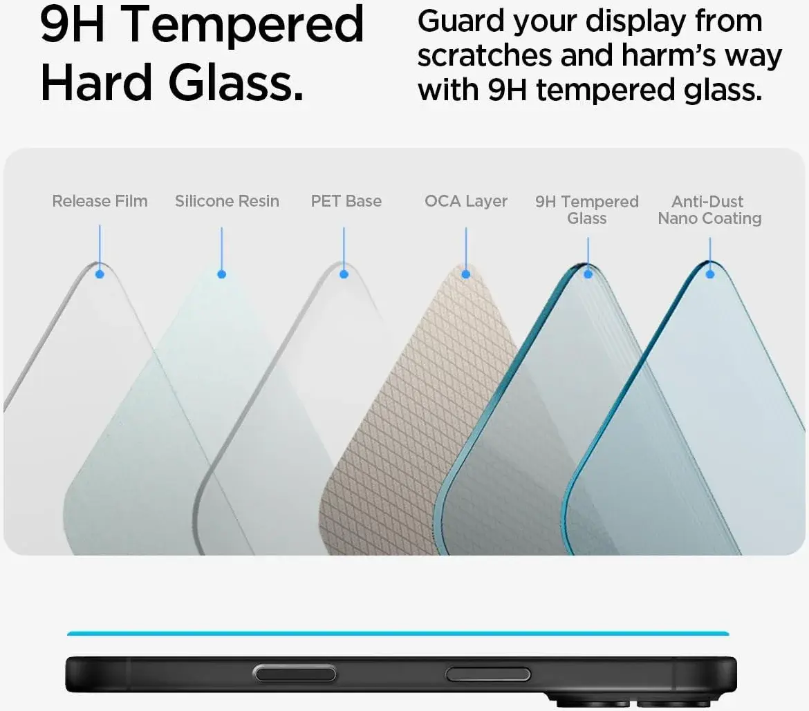 Spigen EZ Fit GLAS.tR Apple iPhone 16 / 15 Screen Protector Clear (2-Pack) afbeelding 7