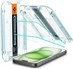 Spigen EZ Fit GLAS.tR iPhone 16 / 15 Plus Screen Protector Clear (2-Pack) afbeelding
