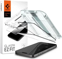 Spigen EZ Fit GLAS.tR iPhone 15 Pro Screen Protector Zwart (2-Pack) afbeelding