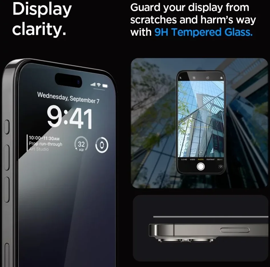 Spigen EZ Fit GLAS.tR iPhone 15 Pro Screen Protector Zwart (2-Pack) afbeelding 8