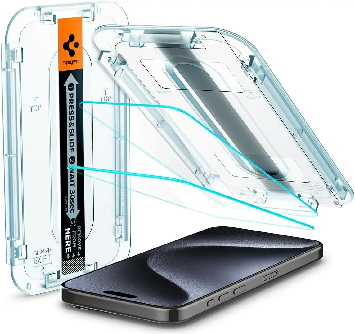Spigen EZ Fit GLAS.tR iPhone 15 Pro Screen Protector Clear (2-Pack) afbeelding 1