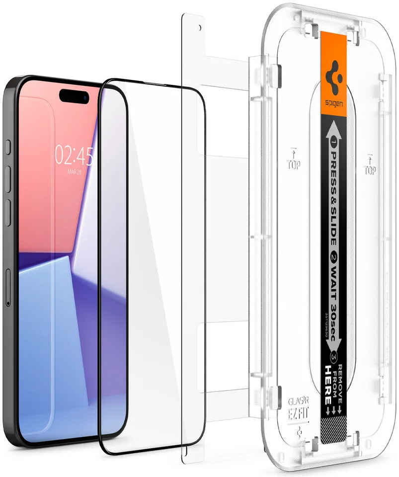 Spigen EZ Fit GLAS.tR iPhone 15 Pro Max Screen Protector Zwart 2-Pack afbeelding 10
