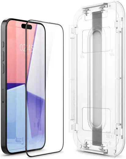 Spigen EZ Fit GLAS.tR iPhone 15 Pro Max Screen Protector Zwart 2-Pack afbeelding 11