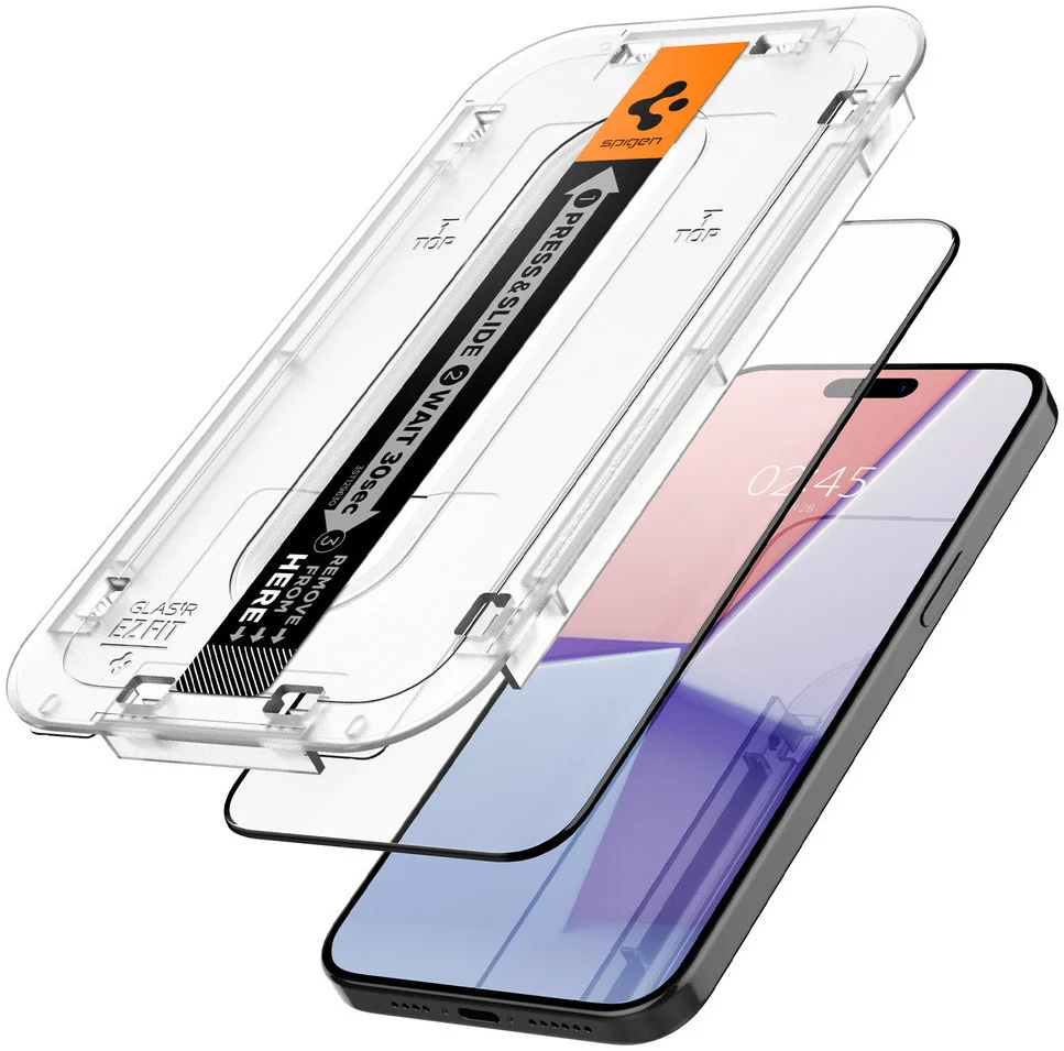 Spigen EZ Fit GLAS.tR iPhone 15 Pro Max Screen Protector Zwart 2-Pack afbeelding 2