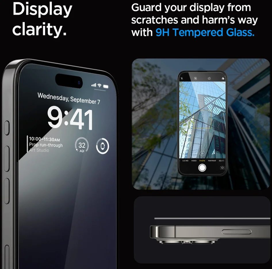 Spigen EZ Fit GLAS.tR iPhone 15 Pro Max Screen Protector Zwart 2-Pack afbeelding 7