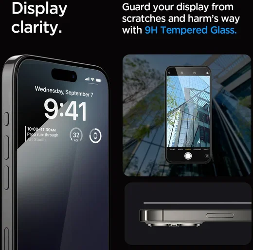 Spigen EZ Fit GLAS.tR iPhone 15 Pro Max Screen Protector Zwart 2-Pack afbeelding 7