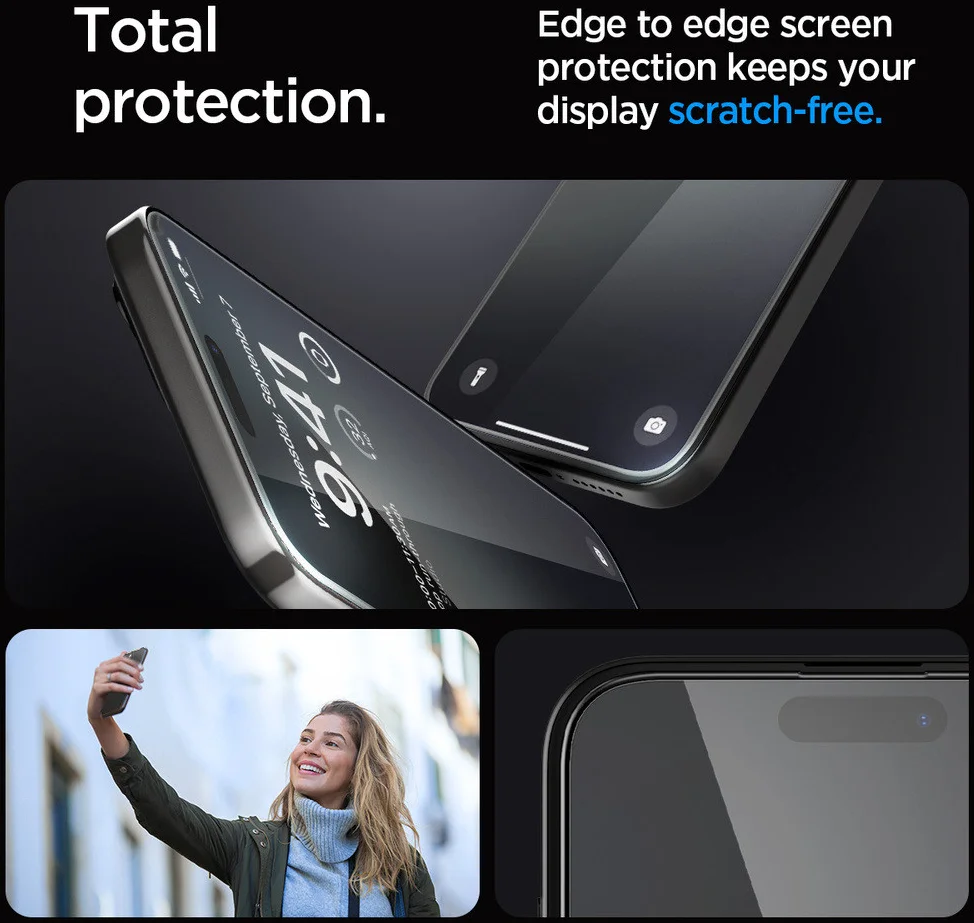 Spigen EZ Fit GLAS.tR iPhone 15 Pro Max Screen Protector Zwart 2-Pack afbeelding 8