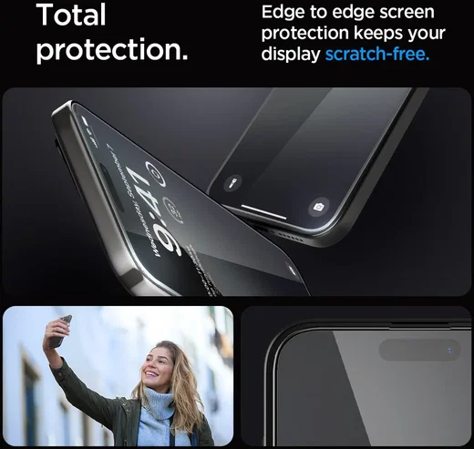 Spigen EZ Fit GLAS.tR iPhone 15 Pro Max Screen Protector Zwart 2-Pack afbeelding 8