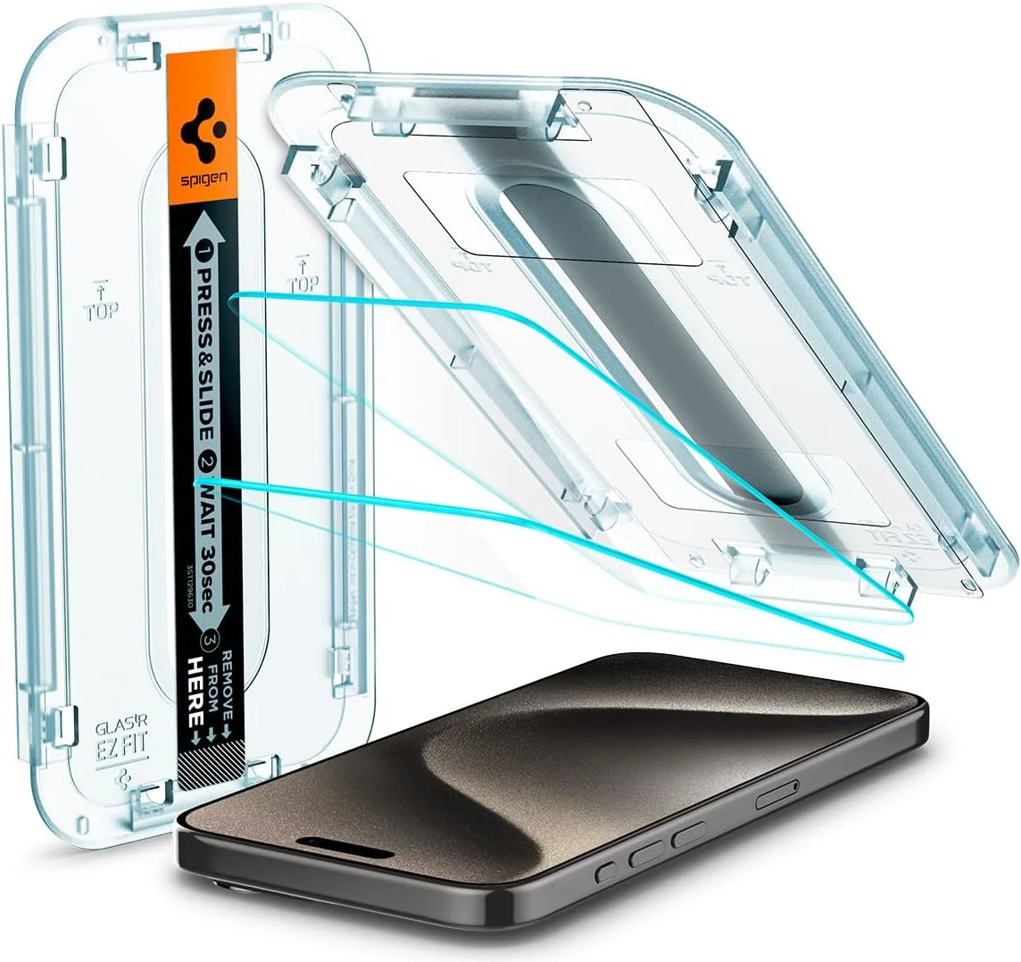 Spigen EZ Fit GLAS.tR iPhone 15 Pro Max Screen Protector Transparant 2-Pack afbeelding 1