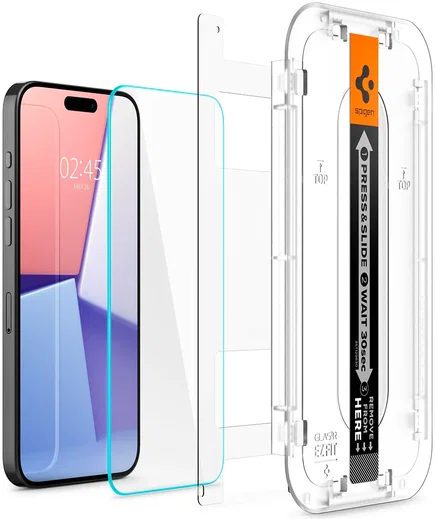 Spigen EZ Fit GLAS.tR iPhone 15 Pro Max Screen Protector Transparant 2-Pack afbeelding 13