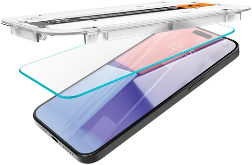 Spigen EZ Fit GLAS.tR iPhone 15 Pro Max Screen Protector Transparant 2-Pack afbeelding 14