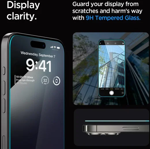 Spigen EZ Fit GLAS.tR iPhone 15 Pro Max Screen Protector Transparant 2-Pack afbeelding 7