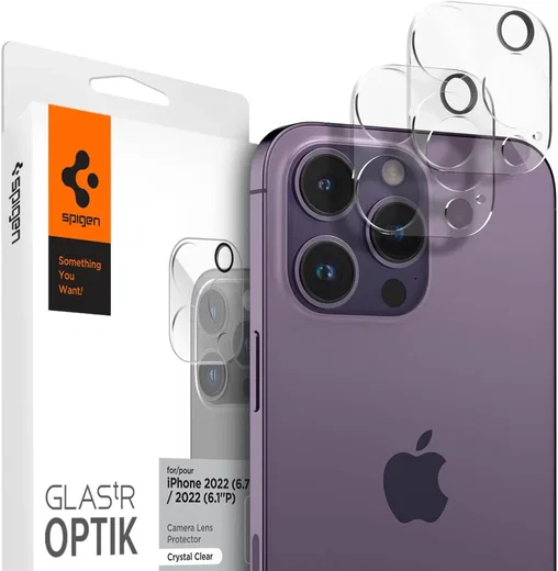 Spigen Optik iPhone 16 Pro (Max) / 15 Pro (Max) Camera Protector (2-Pack) afbeelding 1