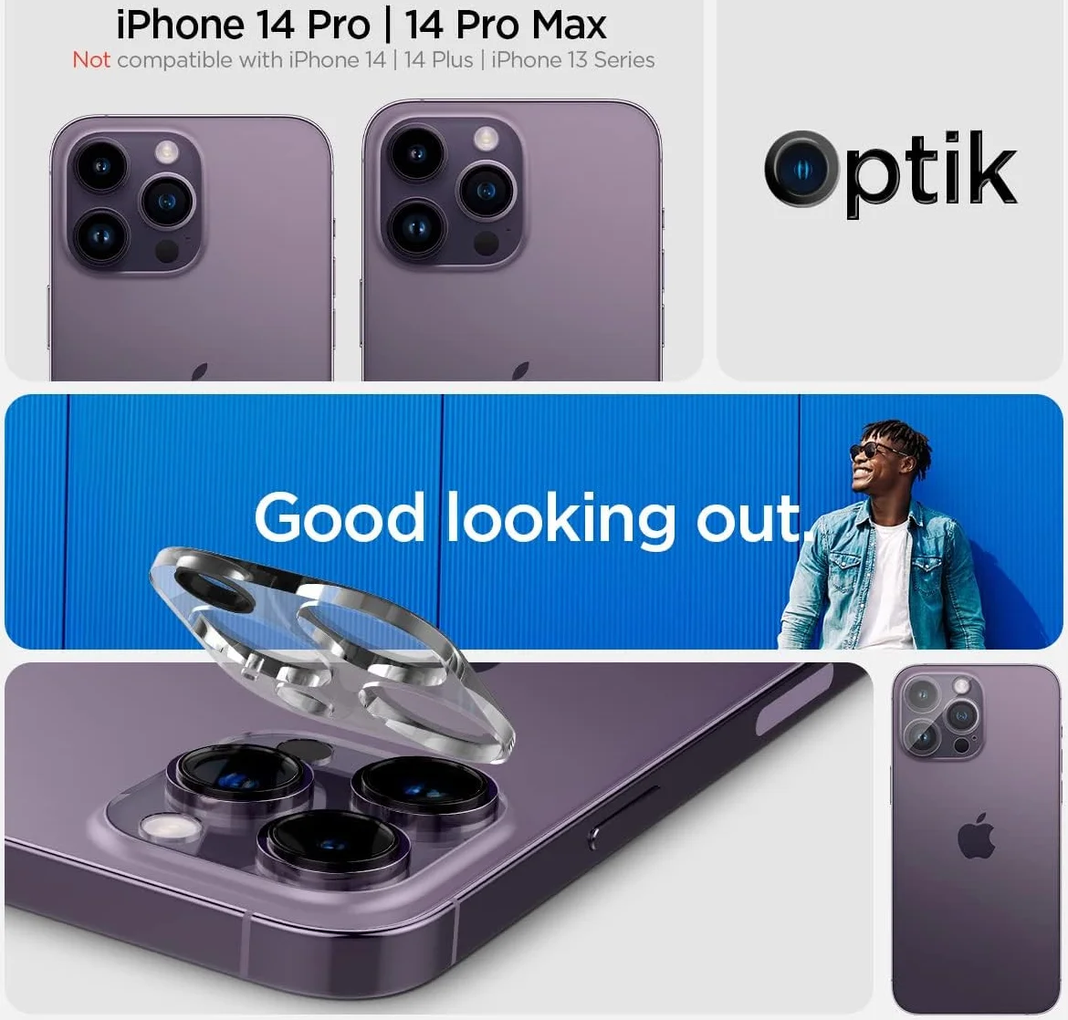 Spigen Optik iPhone 16 Pro (Max) / 15 Pro (Max) Camera Protector (2-Pack) afbeelding 3