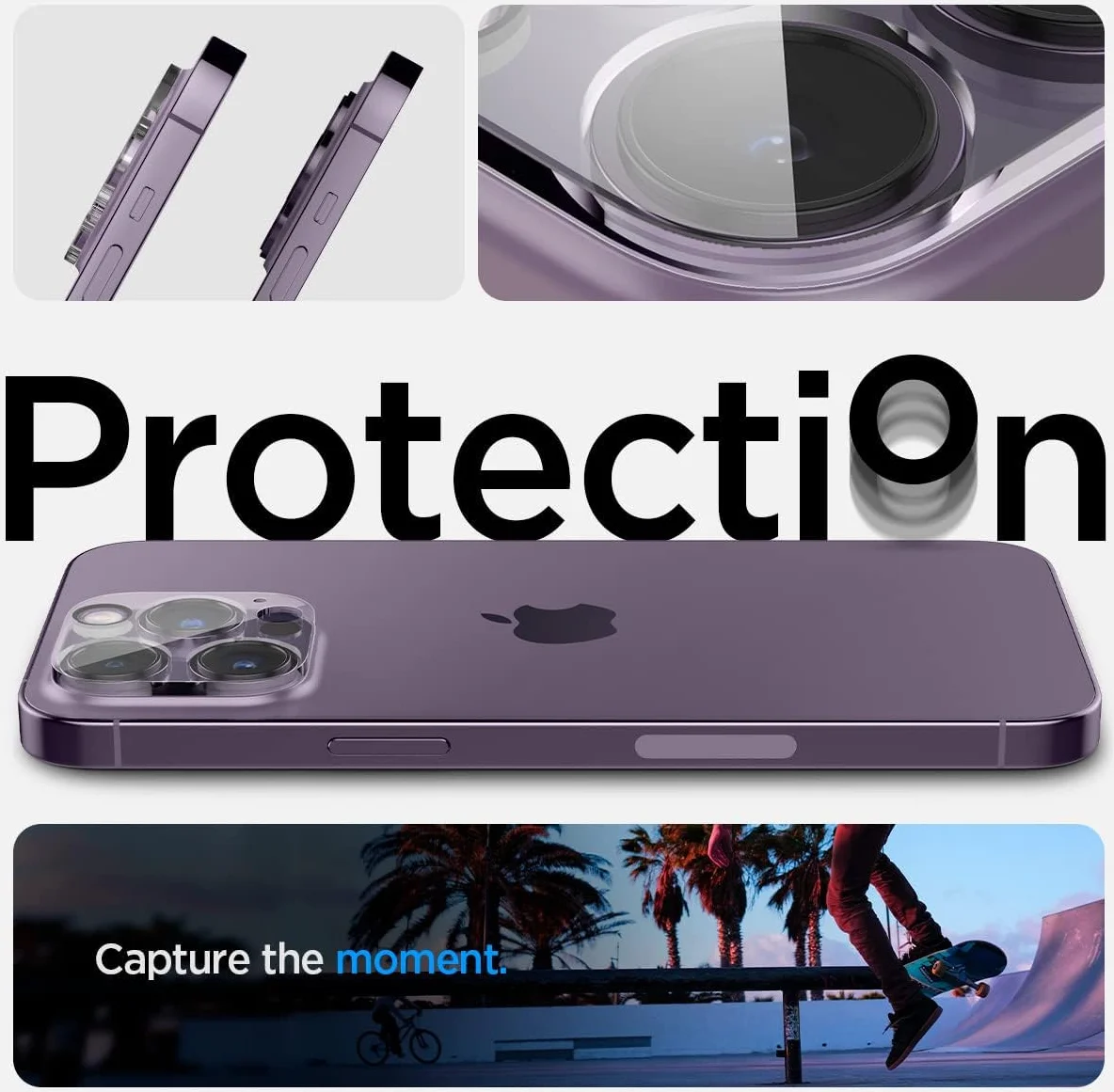Spigen Optik iPhone 16 Pro (Max) / 15 Pro (Max) Camera Protector (2-Pack) afbeelding 4