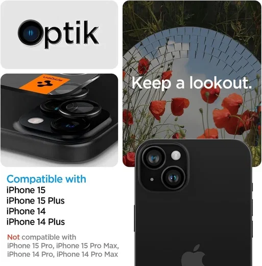 Spigen Optik Pro iPhone 15/15 Plus Camera Lens Protector Glas (2-Pack) afbeelding 3