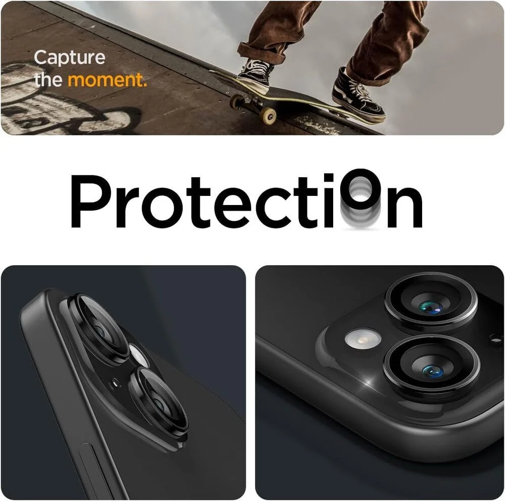 Spigen Optik Pro iPhone 15/15 Plus Camera Lens Protector Glas (2-Pack) afbeelding 4