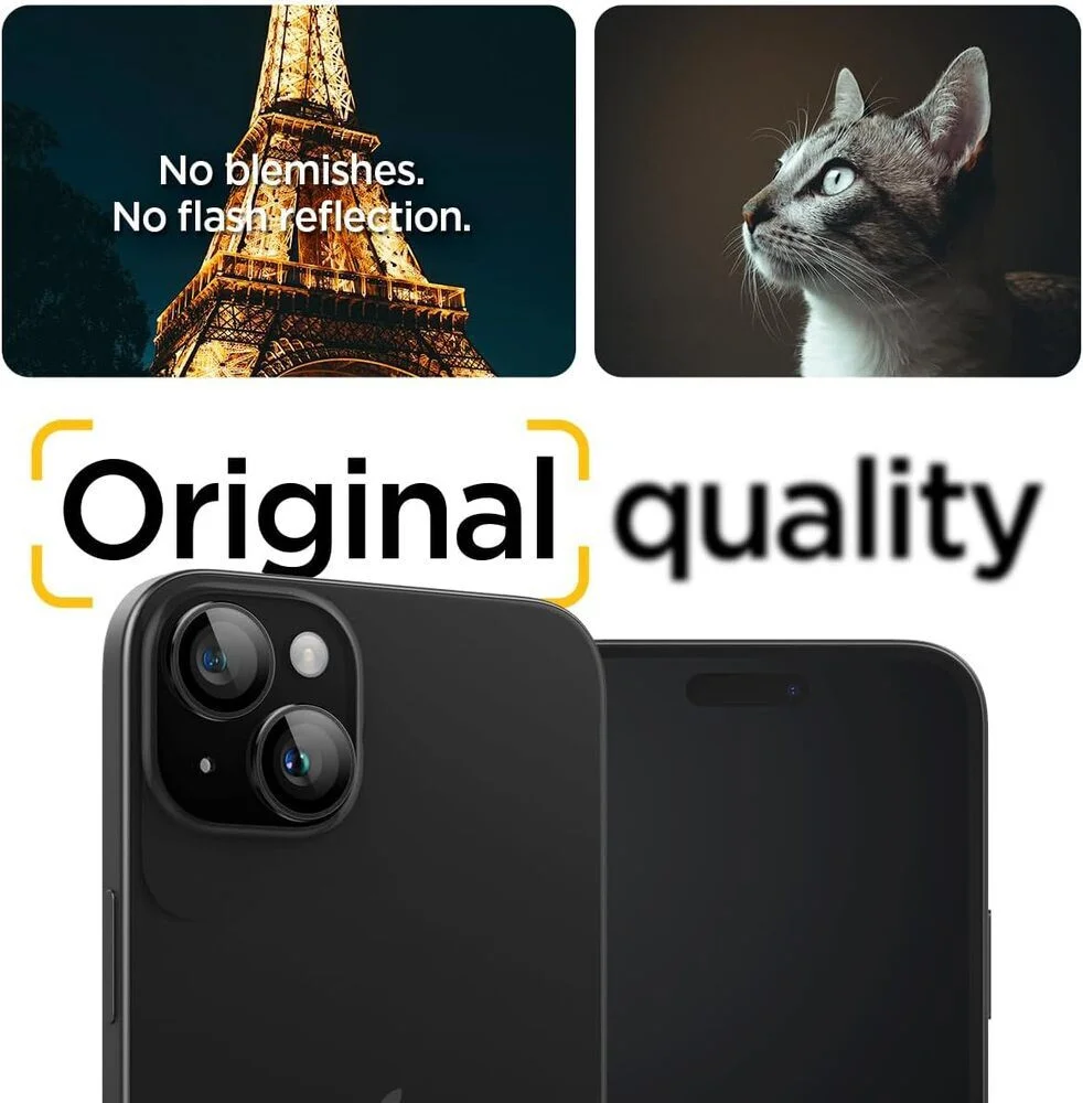 Spigen Optik Pro iPhone 15/15 Plus Camera Lens Protector Glas (2-Pack) afbeelding 5