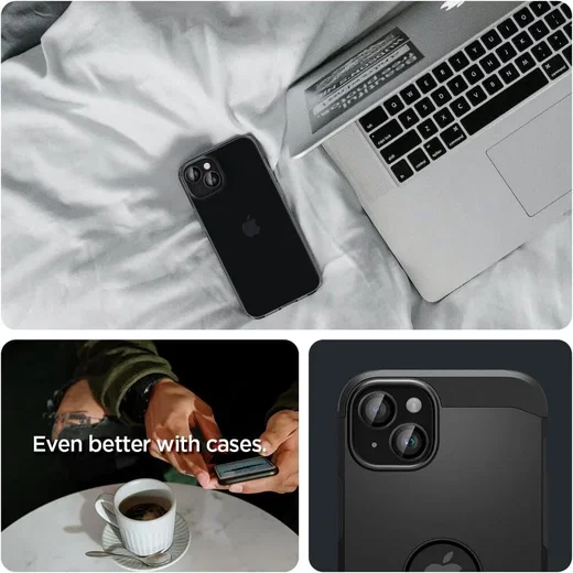 Spigen Optik Pro iPhone 15/15 Plus Camera Lens Protector Glas (2-Pack) afbeelding 7