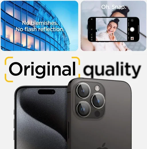 Spigen Optik iPhone 15 Pro/ 15 Pro max camera protector - 2 pack installatietray afbeelding 4