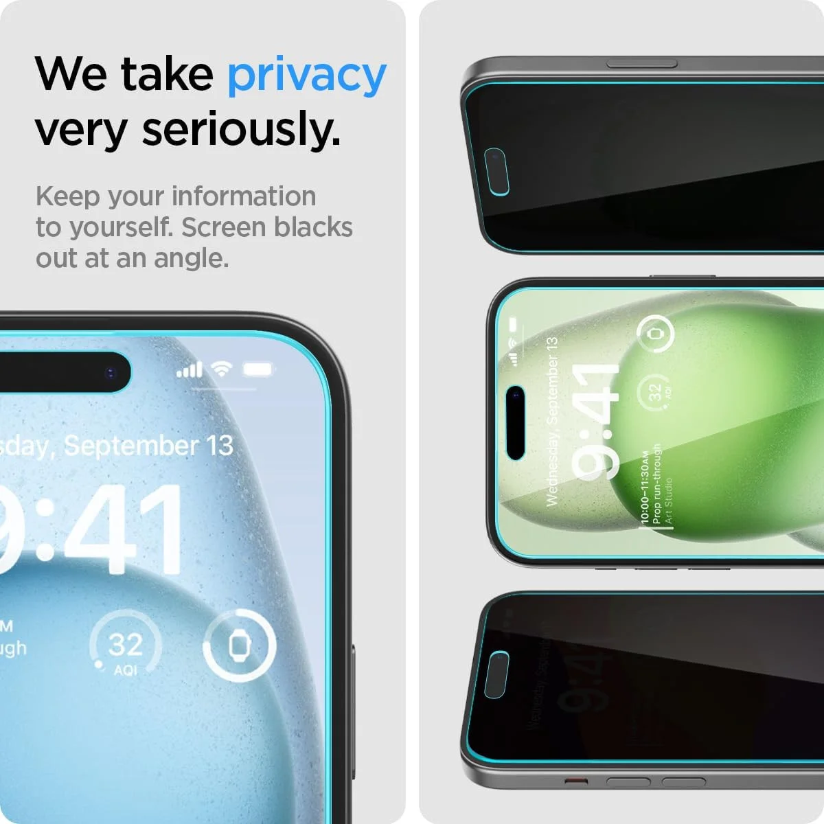 Spigen EZ Fit Glas.tR Apple iPhone 16 / 15 Privacy Glass (2-Pack) afbeelding 3