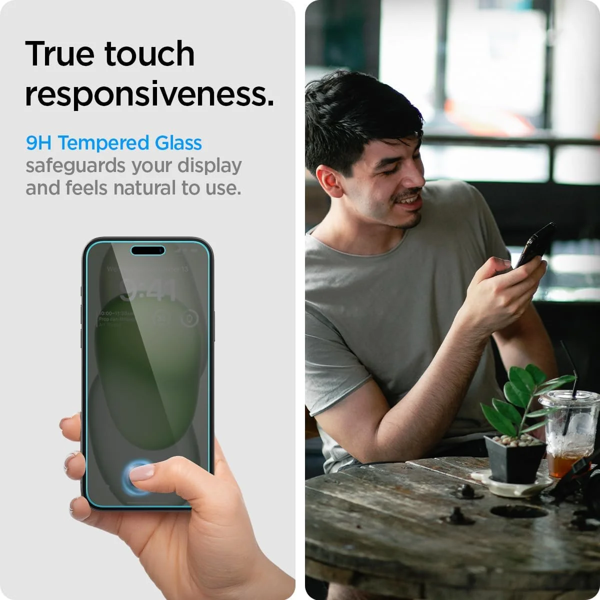 Spigen EZ Fit Glas.tR Apple iPhone 16 / 15 Privacy Glass (2-Pack) afbeelding 7