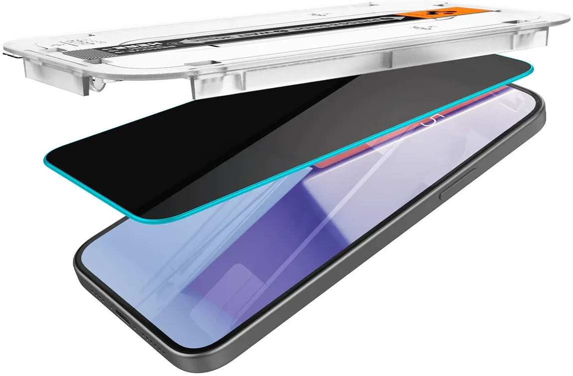 Spigen EZ Fit Glas.tR Apple iPhone 16 / 15 Privacy Glass (2-Pack) afbeelding 9
