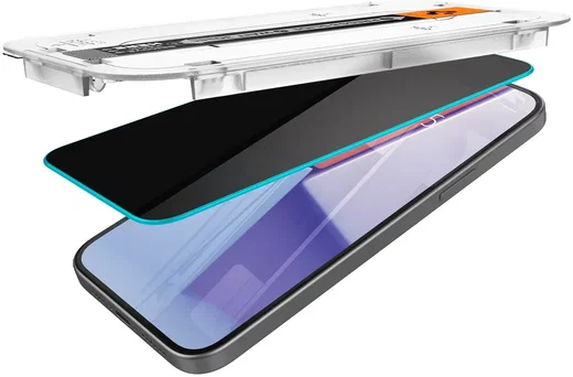 Spigen EZ Fit Glas.tR Apple iPhone 16 / 15 Privacy Glass (2-Pack) afbeelding 9