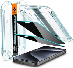 Spigen EZ Fit Glas.tR Apple iPhone 15 Pro Privacy Glass (2-Pack) afbeelding