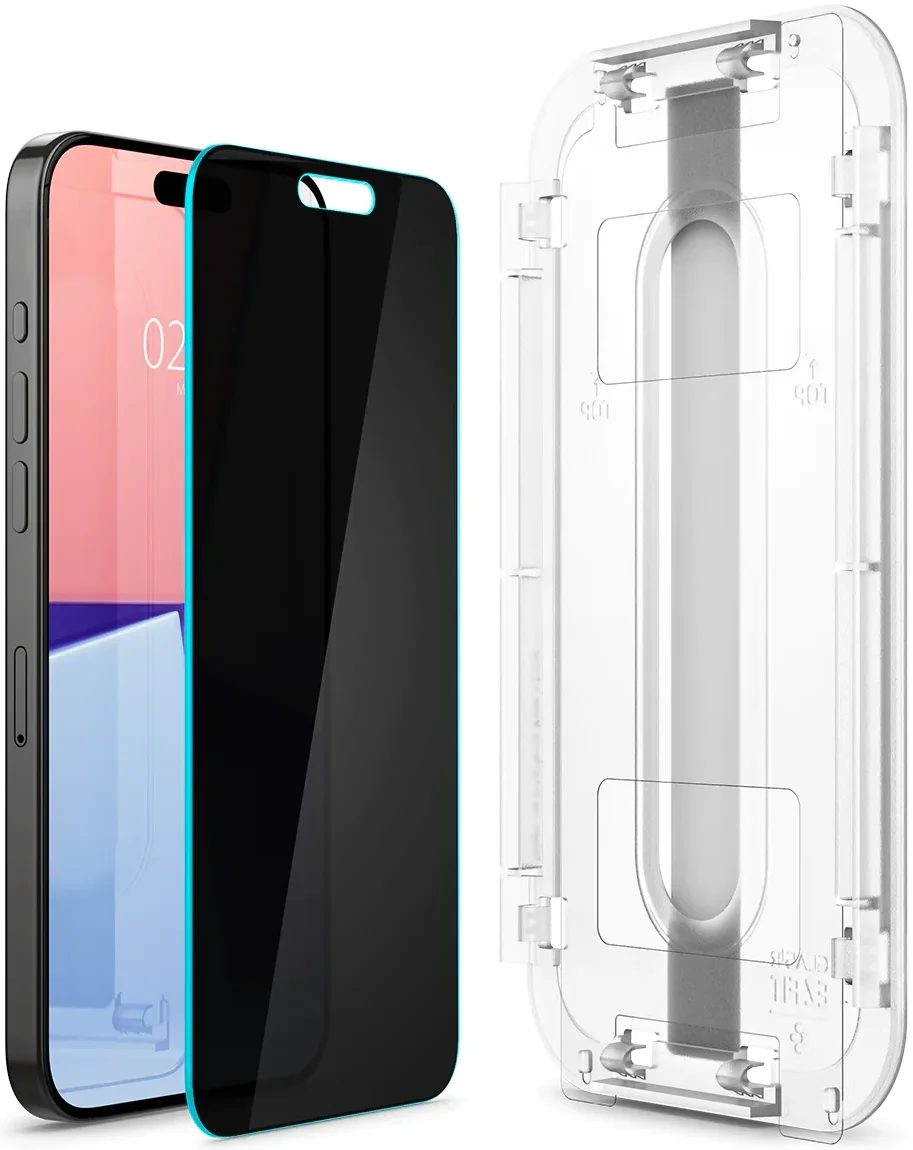 Spigen EZ Fit Glas.tR Apple iPhone 15 Pro Privacy Glass (2-Pack) afbeelding 15