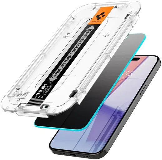 Spigen EZ Fit Glas.tR Apple iPhone 15 Pro Privacy Glass (2-Pack) afbeelding 2