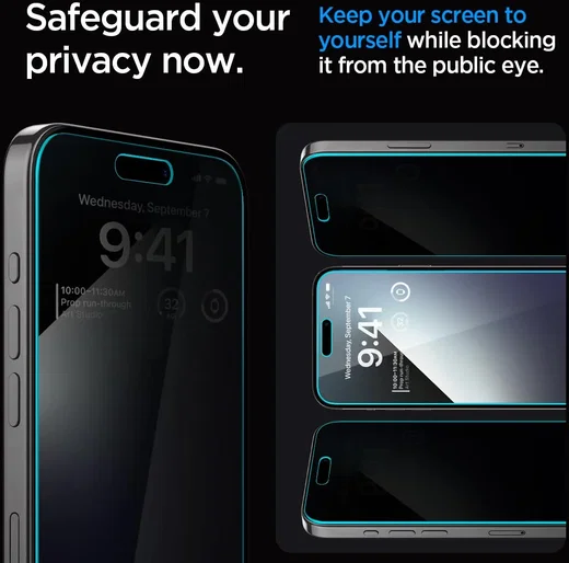 Spigen EZ Fit Glas.tR Apple iPhone 15 Pro Privacy Glass (2-Pack) afbeelding 4