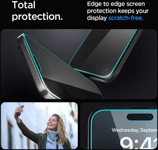 Spigen EZ Fit Glas.tR Apple iPhone 15 Pro Max Privacy Glass (2-Pack) afbeelding 9