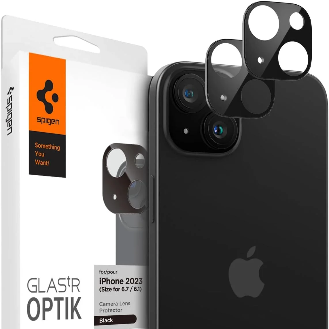 Spigen Optik iPhone 15 / 15 Plus Camera Lens Protector Zwart (2-Pack) afbeelding 1