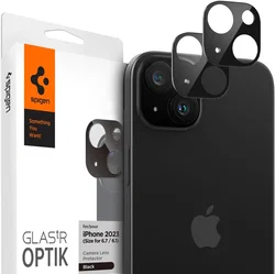 Spigen Optik iPhone 15 / 15 Plus Camera Lens Protector Zwart (2-Pack) afbeelding
