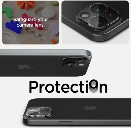 Spigen Optik iPhone 15 / 15 Plus Camera Lens Protector Clear (2-Pack) afbeelding 3